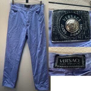Versace Jeans Signature Mens 32x31 Pants Straight Slim Fit 90s Medusa 90s Italy
